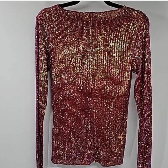 Free People Sequin Top in Red and Gold - Picture 4 of 5